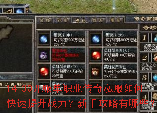 14.30开服单职业传奇私服如何快速提升战力?新手攻略有哪些? 14.30开服单职业传奇私服如何快速提升战力?新手攻略有哪些?
