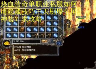 热血传奇单职业私服如何用隐藏技巧三天刷爆全屏神装？求攻略