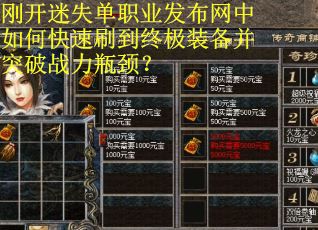 刚开迷失单职业发布网中如何快速刷到终极装备并突破战力瓶颈？